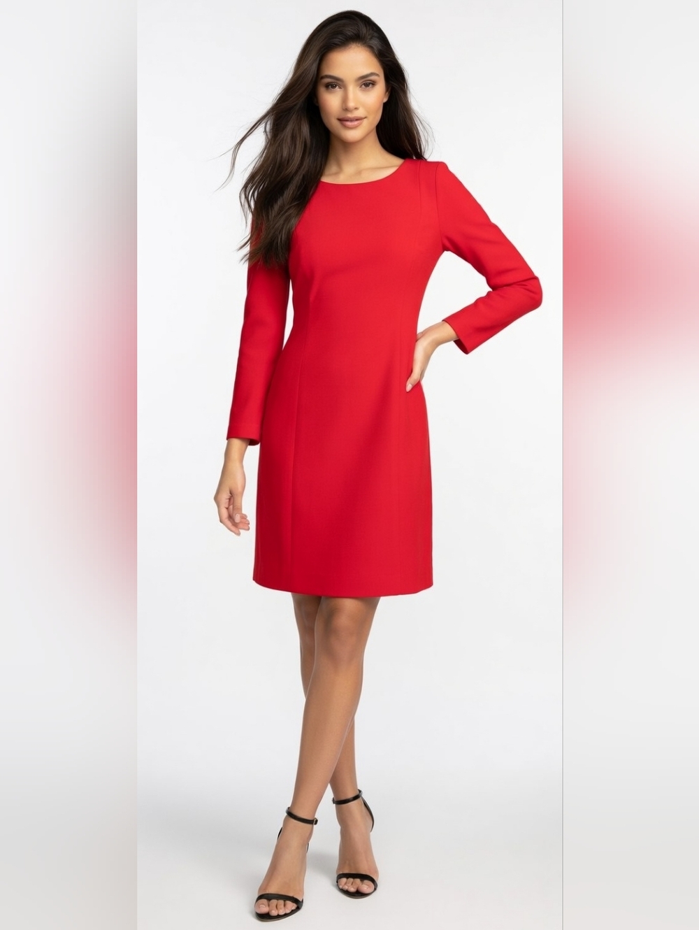 J Crew Women’s Red Ponte Shift Dress Stretch Career Cocktail (Size:12)